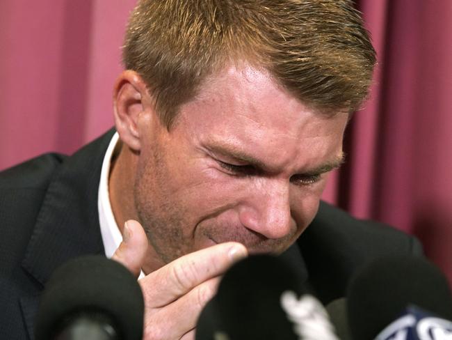 Former Australia national cricket team vice-captain David Warner during a press conference at the offices of Cricket NSW. Picture: AAP