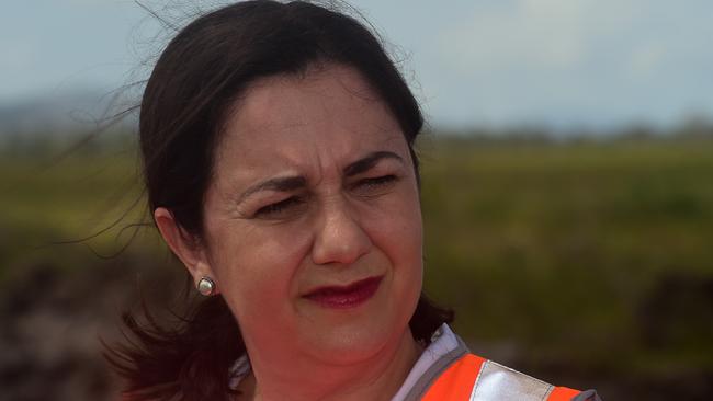 Premier Annastacia Palaszczuk at Toonpan, 30km south east of Townsville where the new pipeline from the Burdekin Falls Dam to Ross River Dam will be built. Picture: Evan Morgan