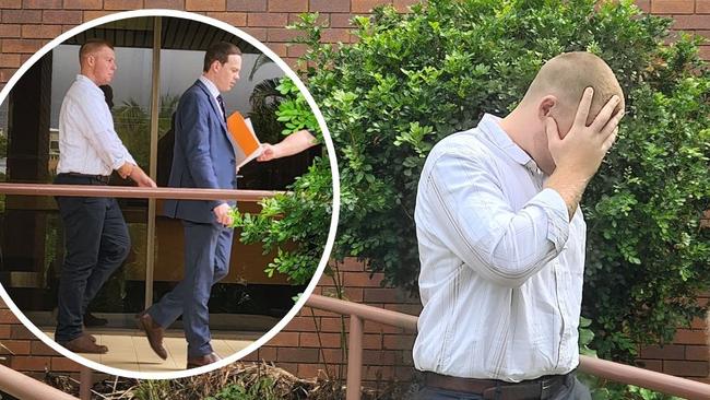 Lochlin Bailey Smith, 19, leaves Yeppoon Courthouse on March 13 after being sentenced for pointing a gun at two school students as they walked home from school. INSET: Smith (left) with solicitor Dominic Jorgensen.