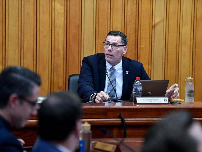 Embattled Townsville mayor Troy Thompson when he returned to work. Picture: Evan Morgan