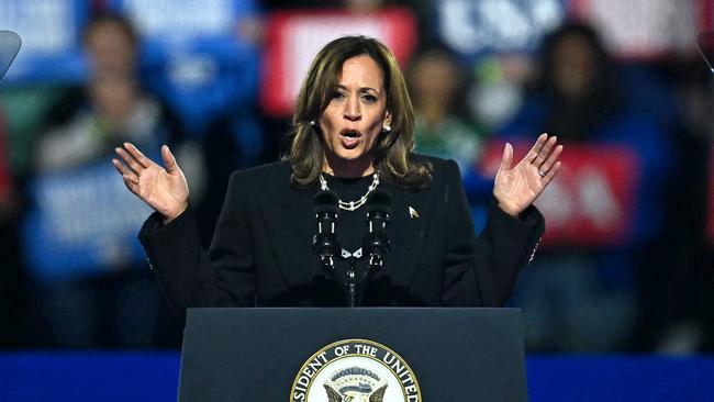 Kamala Harris on the steps of Philadelphia’s Museum of Art. Picture: AFP