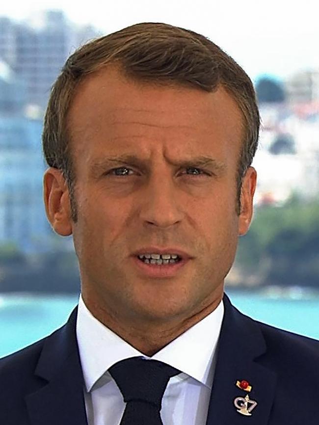 French President Emmanuel Macron has attacked Brazil’s leader at the G7 summit over unchecked fires raging in the Amazon forest. Picture: Supplied