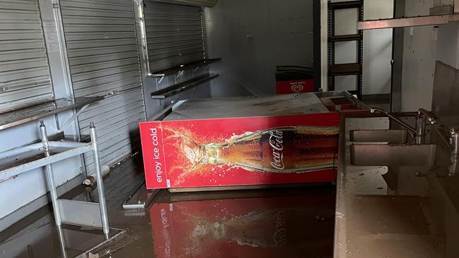 Damage in the clubhouse canteen after the floods. Picture: Supplied