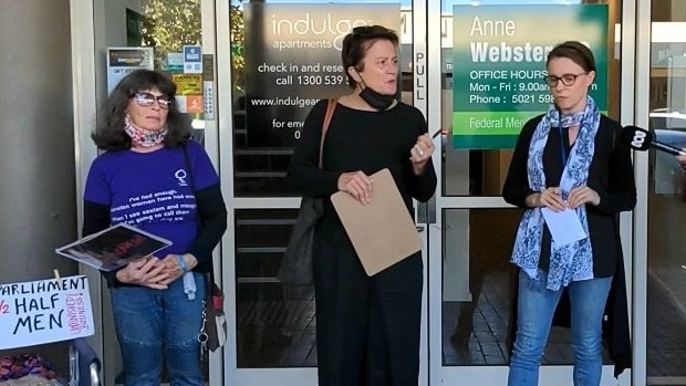 Mildura march organiser Krystyna Schweizer, Mildura Deputy Mayor Helen Healy and Member for Mildura Ali Cupper. Picture: Michael DiFabrizio