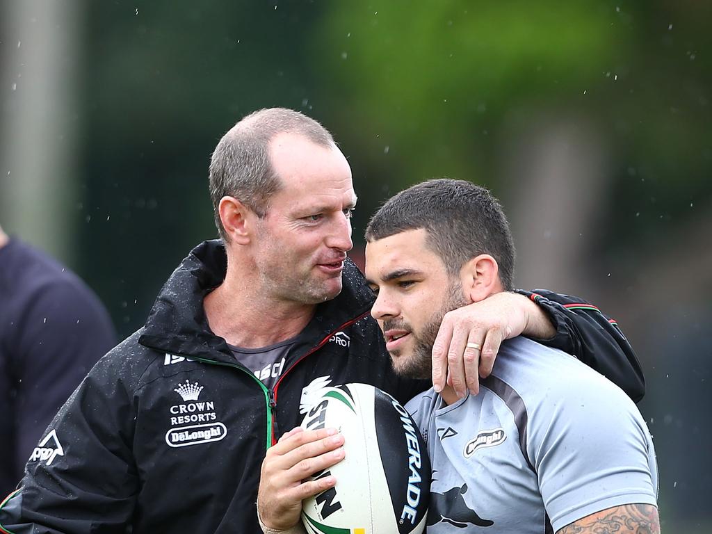 Michael Maguire and Adam Reynolds won a premiership together at the Rabbitohs in 2014. Picture: Getty Images