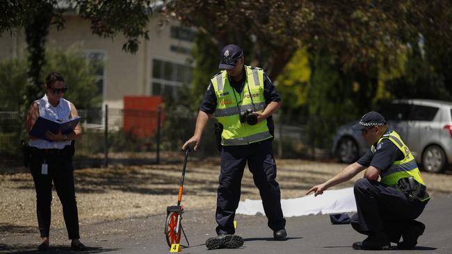 Major Collision Investigation Unit detectives recreated the scene of the collision which killed Jordan Purcell. Picture: Daniel Pockett