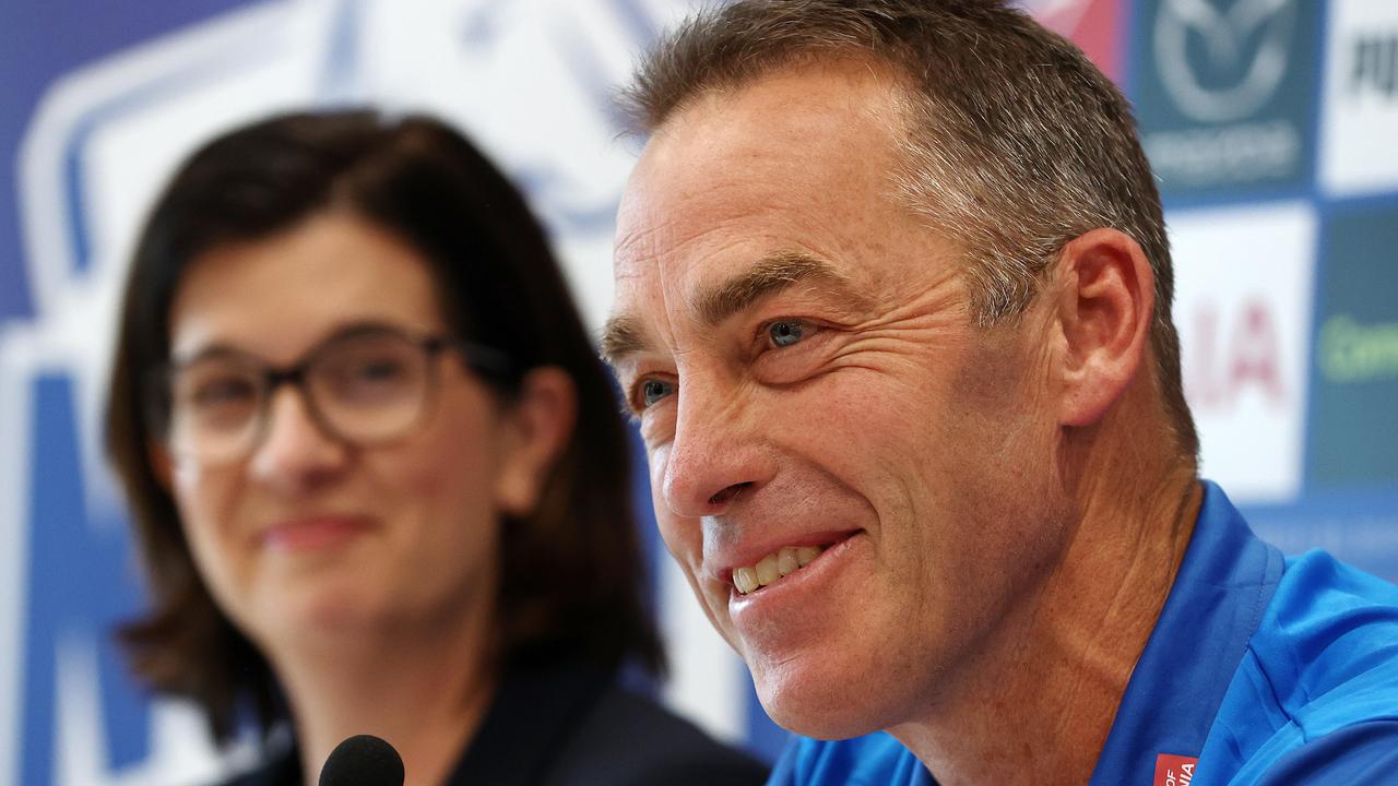 North Melbourne president Sonja Hood with Alastair Clarkson. Picture: Michael Klein