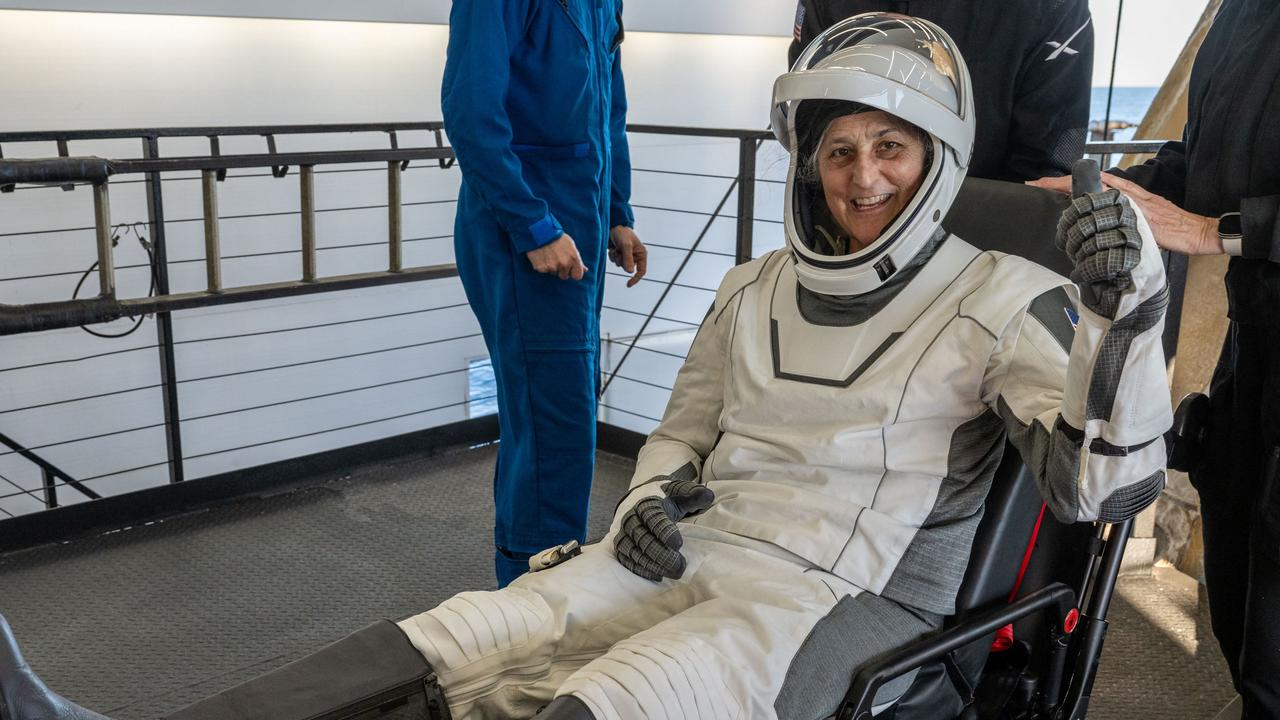 Suni Williams was the third crew member out of the craft. Picture: Keegan Barber/NASA/AFP