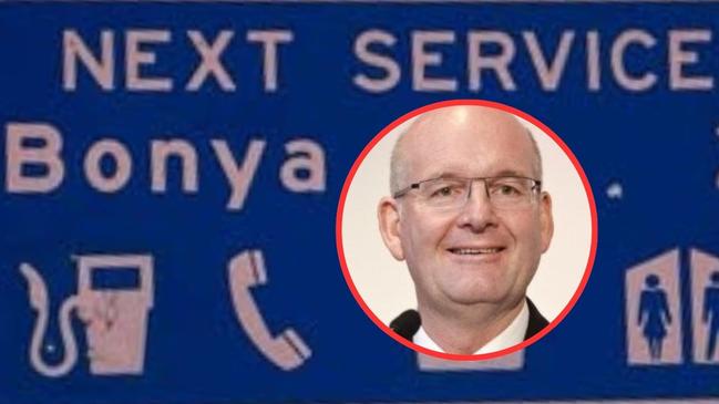 MacDonnell Regional Council councillor Jeff Iversen superimposed on a sign of Bonya. In May 2025, the Fair Work Commission ruled Mr Iversen had been unfairly dismissed from his CEO position at Arramwelke Aboriginal Corporation. Arramwelke Aboriginal Corporation overseas the Bonya community store.