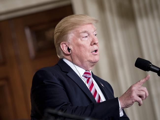 US President Donald Trump speaks at the White House in Washington. Picture: AFP