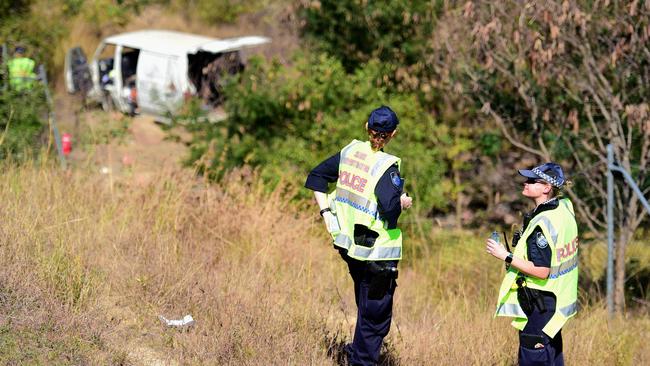 Emergency Services responded to a single vehicle crash at the William Condon Bridge on the Ring Road, Condon on Saturday. Picture: Alix Sweeney