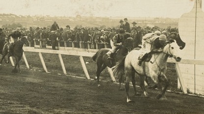 Melbourne once had racing tracks scattered over the metropolitan area. Here Ravenna wins the Northcote Handicap at the Fitzroy Racecourse. Picture: State Library of Victoria