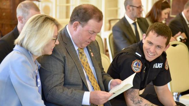 Zachary Rolfe receiving the Royal Humane Society's highest bravery award in 2019.