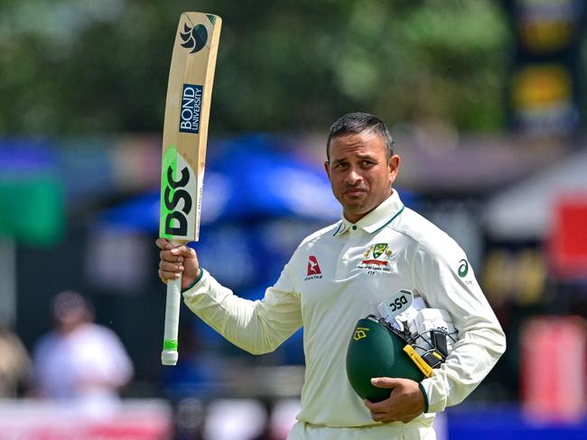 Usman Khawaja scored 232 in the first innings against Sri Lanka, his first Test double hundred. Picture: AFP