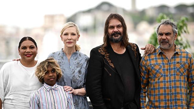 Australian actress Deborah Mailman, Australian actor Aswan Reid, Australian actress Cate Blanchett, Australian director Warwick Thornton and Australian actor Wayne Blair at the Cannes Film Festival in May. Picture: LOGIC VENANCE / AFP