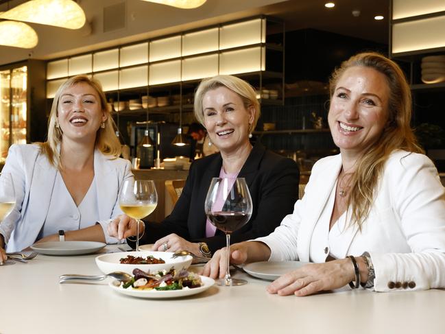 DAILY TELEGRAPH 28TH FEBRUARY 2024Pictured at Poetica restaurant in North Sydney is Samantha Belt , Lisa Hobbs and Angela Gallo, ahead of International WomenÃs Day and for the IWD Women in Power List.Lisa Hobbs is the head of hospitality company Etymon Projects, while Angela runs the floor at Poetica and Samantha is the sommelier at Poetica.Picture: Richard Dobson