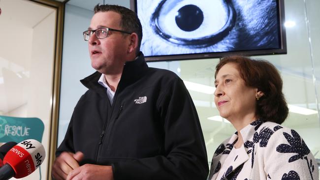 Victorian energy and environment minister Lily D’Ambrosio, right, with Premier Daniel Andrews. Picture: AAP