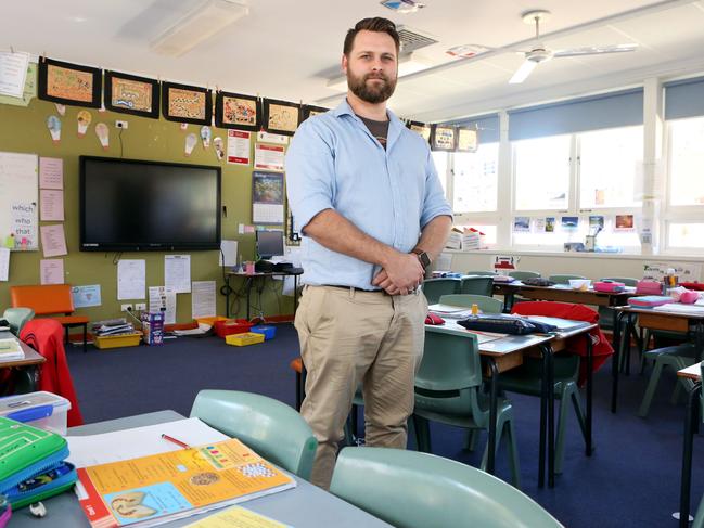 15/09/2017: Anthony Fennell teaches at Epping North Public School in Sydney.  A Macquarie Uni study is tracking the decline of male teachers, It predicts there will be no male primary teachers by 2067. Pic by James Croucher