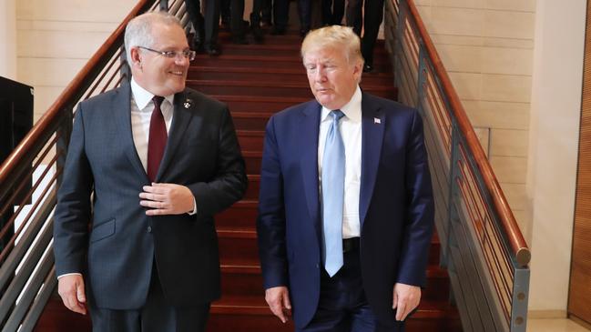 Scott Morrison and Donald Trump at the G7 summit in France in August.