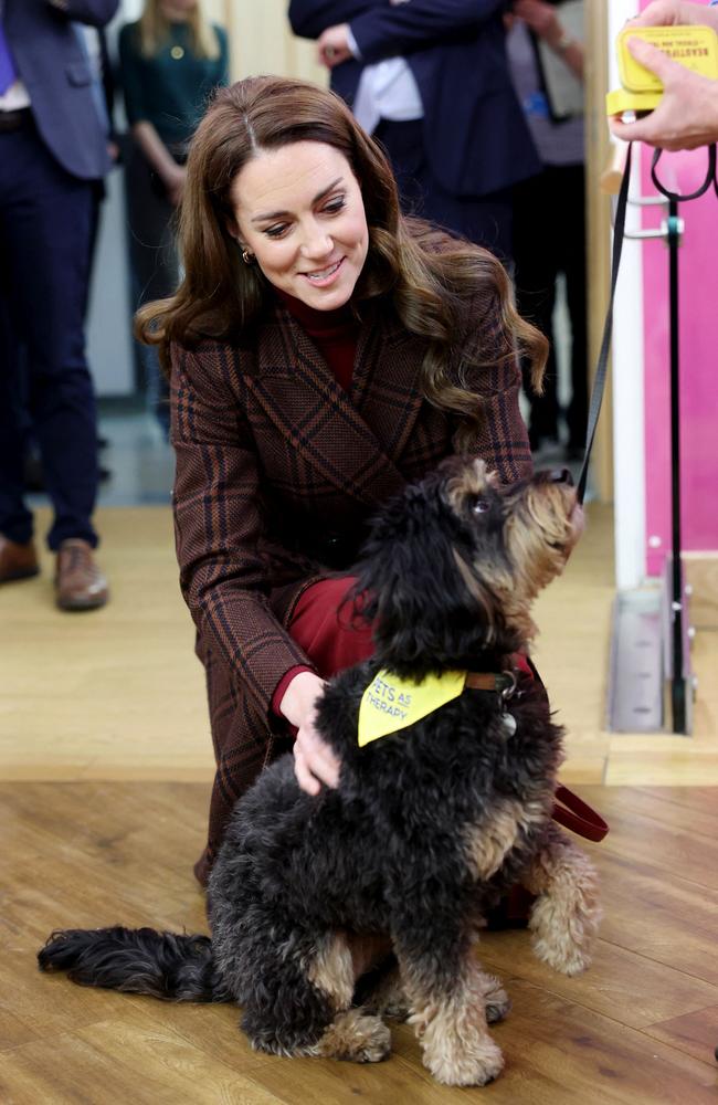 Princess Catherine even met a therapy dog during the visit. Picture: AFP