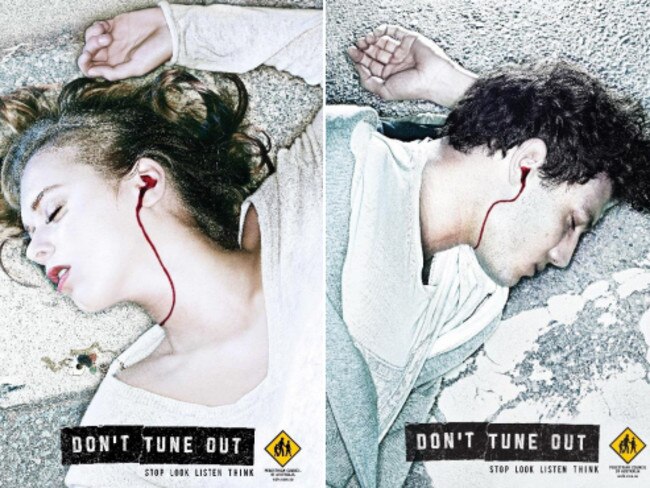 Pedestrian Council of Australia poster warning of mobile phone distraction