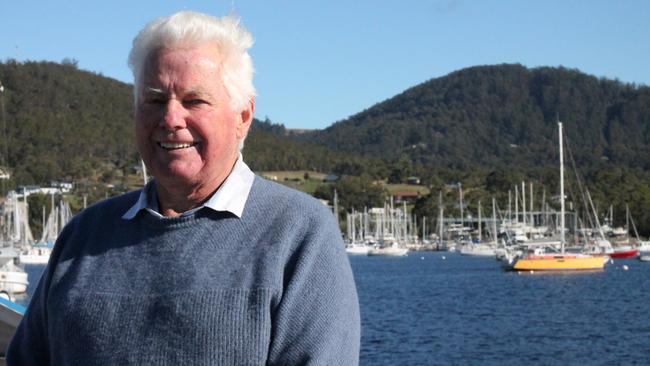 Bruny Island Ferry Reference Group chair Trevor Adams aboard SeaLink’ new ferry Parrabah at the vessel’s official launch at Kettering. Picture: ANNIE MCCANN