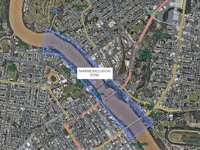 Marine exclusion zone for search mission on Fitzroy River, Rockhampton.