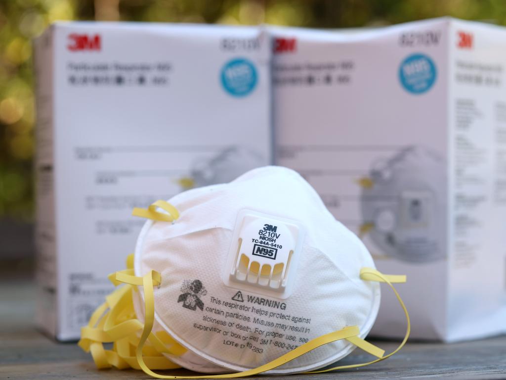 N95 masks have been recommended to keep respiratory droplets at bay. Picture: Justin Sullivan/Getty Images/AFP