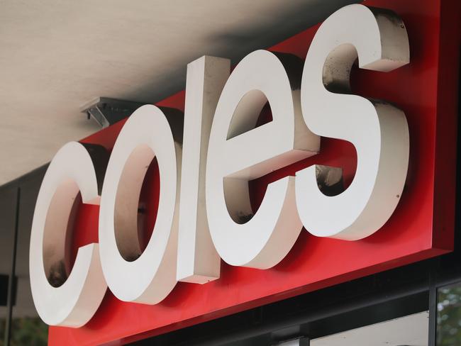 SYDNEY, AUSTRALIA -  Newswire Photos MARCH 14 2023 - A general view of a Coles supermarket sign in Sydney as the Cost of living continues to rise. Picture: NCA Newswire / Gaye Gerard.