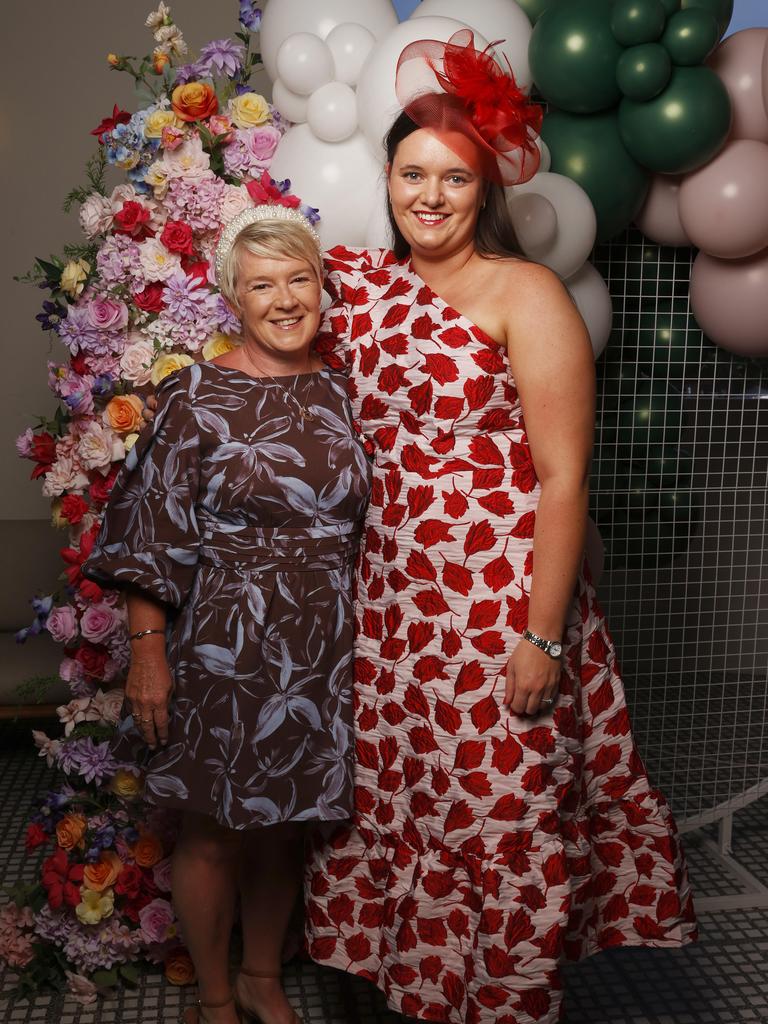 Melissa Mills and Michaela Gee. Melbourne Cup event at Franklin Wharf as a fundraiser for charity Variety. Picture: Nikki Davis-Jones