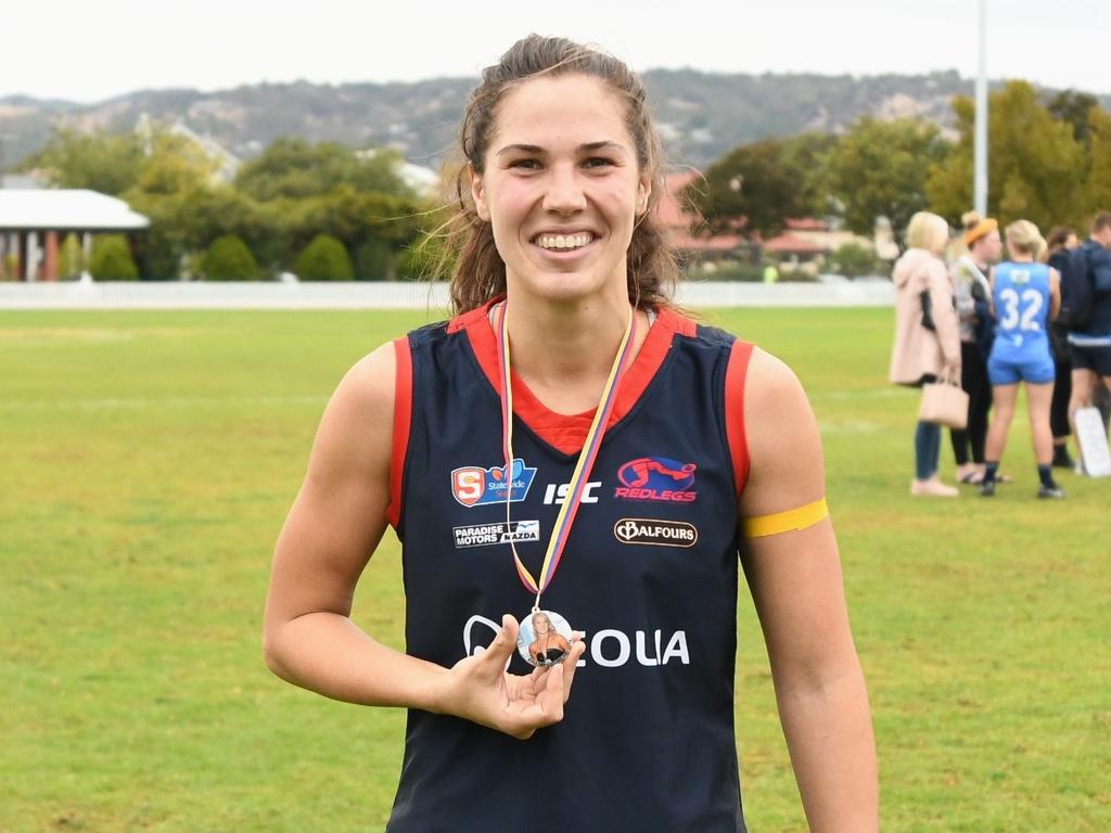 Norwood SANFLW player Najwa Allen after winning the inaugural Ellen Maple medal. Picture: Peter Swan