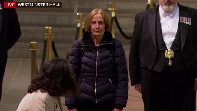 Christina Heerey was the final mourner who paid respects to Queen Elizabeth II. Picture: BBC