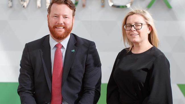 Irish Australian Chamber of Commerce SA chapter president Ryan McClenaghan with Micro-X chief financial officer Georgina Carpendale. Picture MATT TURNER.