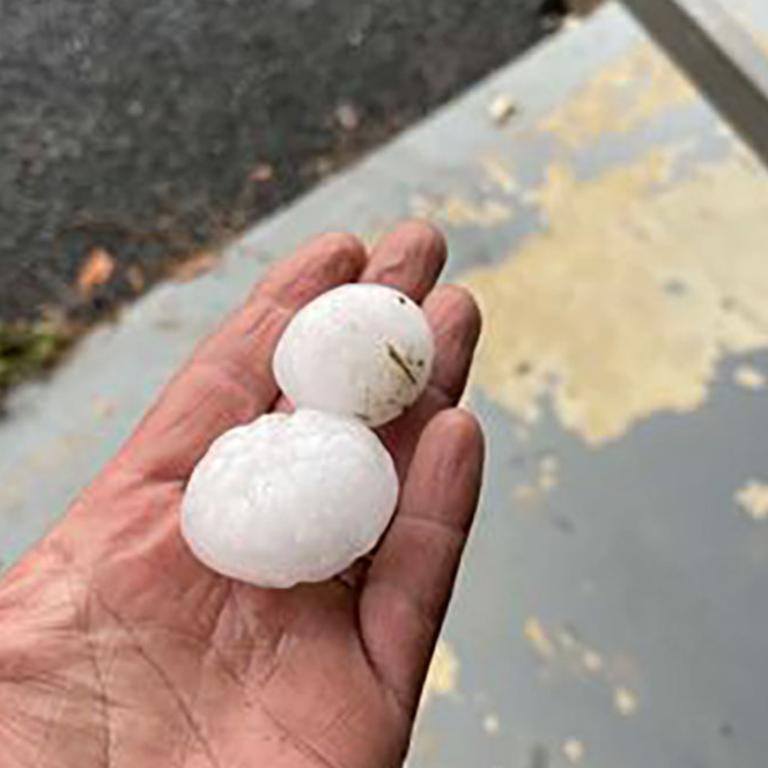 Golf ball-size hail spotted at Kooralbyn. Picture: Higgins Storm Chasing/Facebook