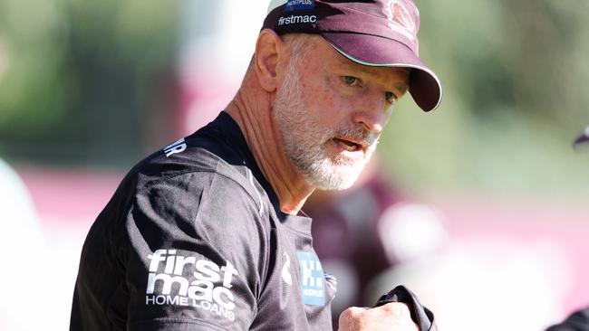Coach Michael Maguire at Broncos training at Red Hill on Tuesday. Picture Lachie Millard