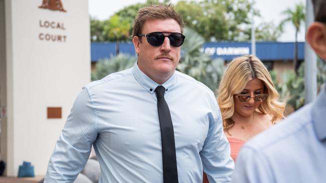 NRL NT player Adam Hall leaving Darwin Local Court after the footy player and bouncer pleaded guilty to an aggravated assault at Landmark at Gateway. Picture: Pema Tamang Pakhrin