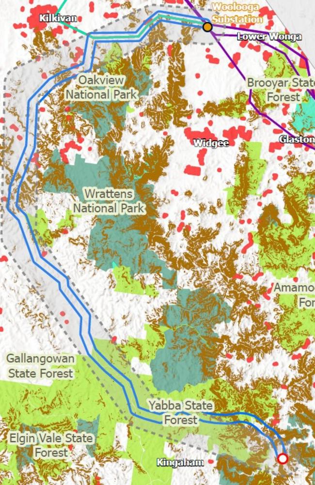 Powerlink has announced its recommended high voltage transmission line connecting Borumba Dam to Woolooga substation. Picture: Supplied