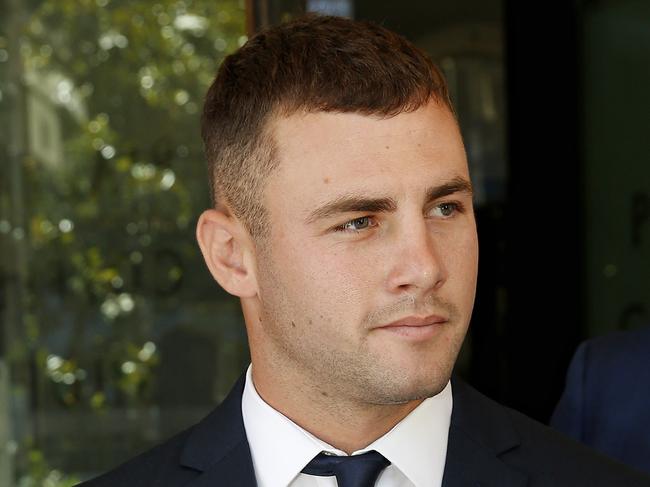 SYDNEY, AUSTRALIA - NewsWire Photos DECEMBER 13 , 2024:   Sydney Roosters player Sandon Smith outside   Downing Centre court Sydney. He was facing charges on serious driving offences. Picture: NewsWire / John Appleyard