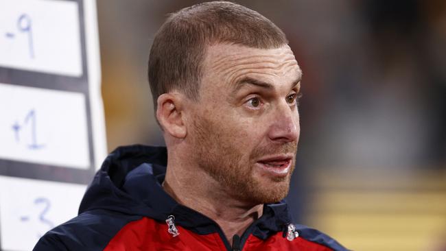 Melbourne coach Simon Goodwin will continue to seek clarity from the tribunal. Picture: Darrian Traynor/AFL Photos/via Getty Images