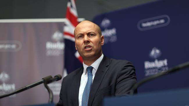 Treasurer Josh Frydenberg spoke to media at a press conference on the 2022 Budget, in Parliament House, Canberra. Picture: NCA NewsWire / Gary Ramage