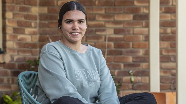 Keesha Charles, 17, has been announced as a finalist in the Queensland Training Awards for her school-based qualifications in health support services and individual support. Picture: Nev Madsen.