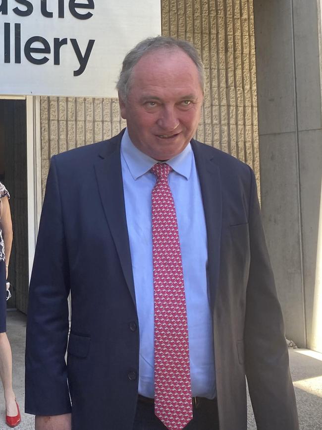 Deputy Prime Minister Barnaby Joyce outside the Newcastle Art gallery where he announced funding for an expansion. Picture: Michael Cain