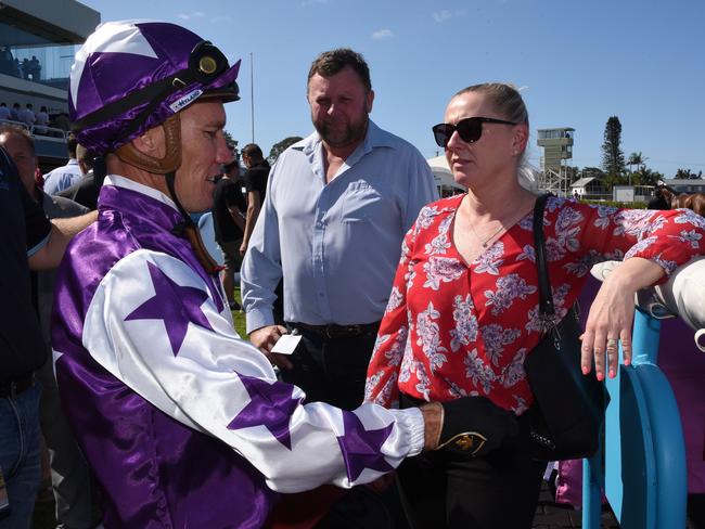 Winner of race 3 Pluck Jam risen by Daniel Griffin with trainer Natalie Mccall at the Gold Coast Races. (Photo/Steve Holland)