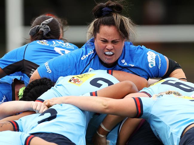 SYDNEY, AUSTRALIA - MARCH 13: Raewyn Tuheke of the Force calls instructions in the maul during the round two Super W match between the NSW Waratahs and the Western Force at Leichhardt Oval on March 13, 2022 in Sydney, Australia. (Photo by Mark Kolbe/Getty Images)