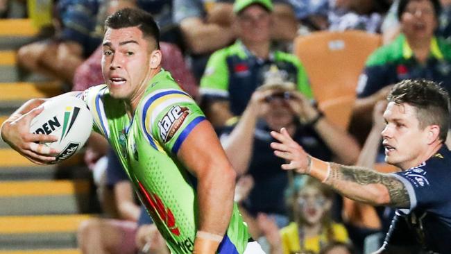 Nick Cotric tries to break away from the Cowboys’ defence in Round 8. Photo: AAP