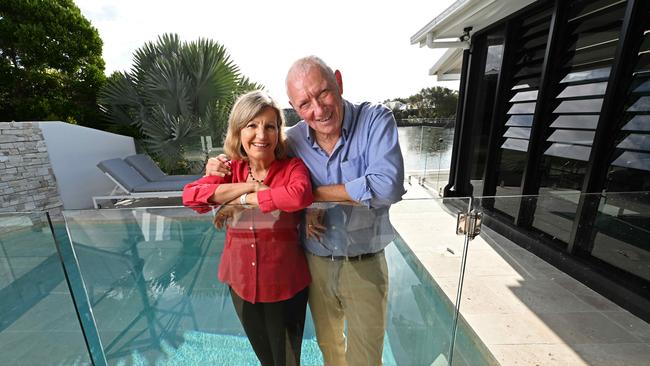 Professor Helen Bartlett and husband Keith at their Twin Waters home on the Sunshine Coast. Picture: Lyndon Mechielsen