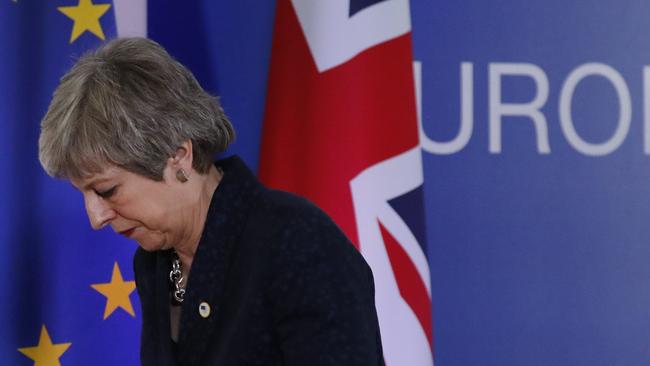 British Prime Minister Theresa May at an EU summit in Brussels. Picture: AP