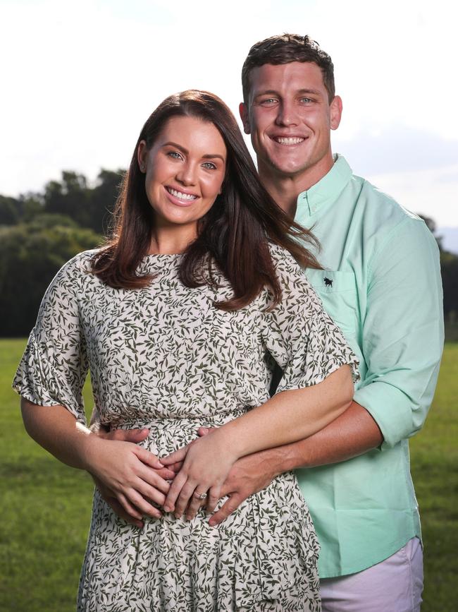 Courtney Thorpe &amp; Jarrod Wallace are expecting their first child together after getting engaged at the end of last year. Picture: NIGEL HALLETT