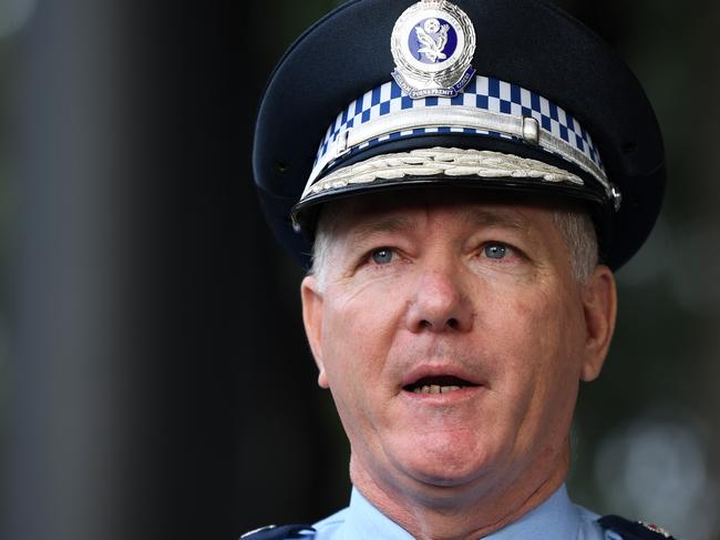 NSW Police Commissioner Mick Fuller speaks to the media during a press conference in Sydney. Picture: AAP.