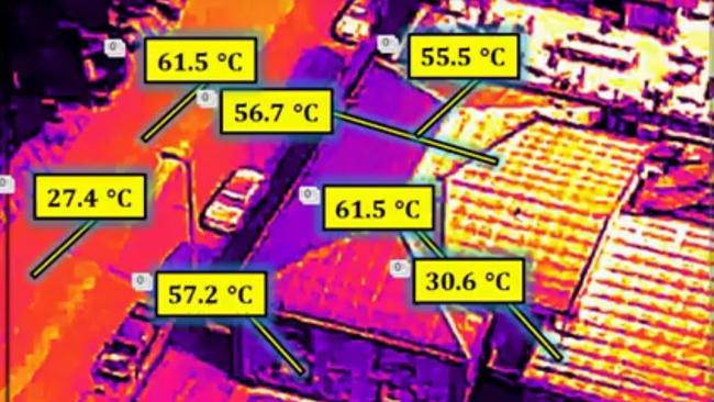 A Darwin heat mitigation study has found some surface temperatures are in excess of 60C. Picture: UNSW